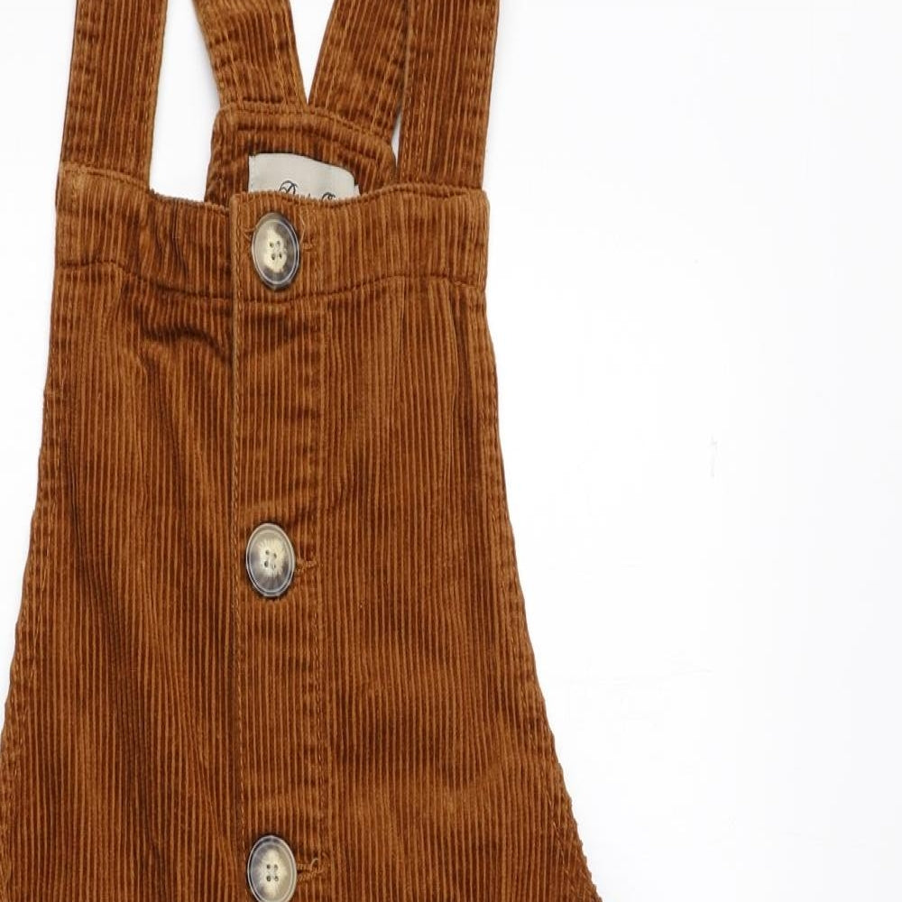 Denim & Co. Womens Brown 100% Cotton Dungaree One-Piece Size 6 Button