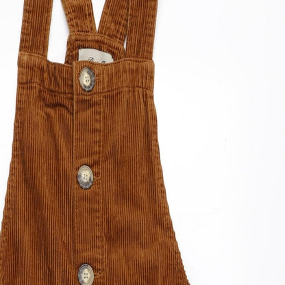 Denim & Co. Womens Brown 100% Cotton Dungaree One-Piece Size 6 Button