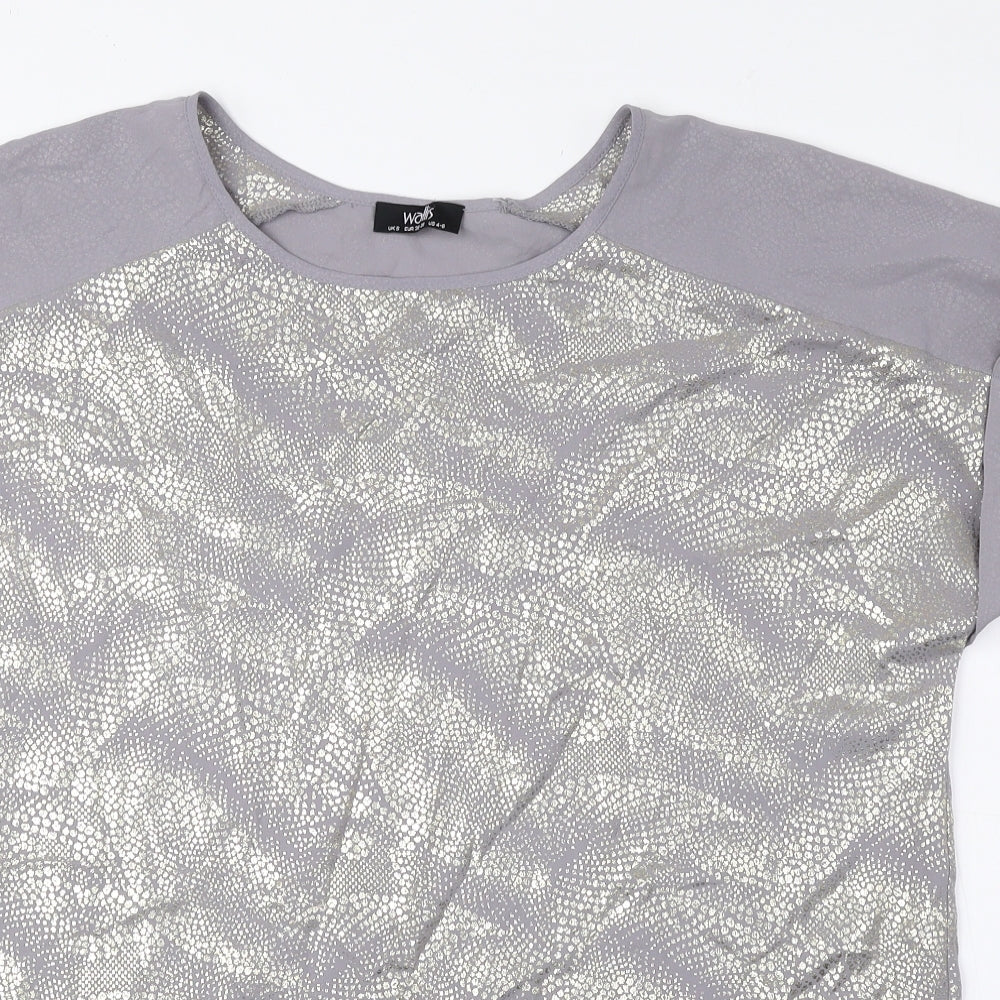 Womens UK Size S Wallis Grey Basic Blouse