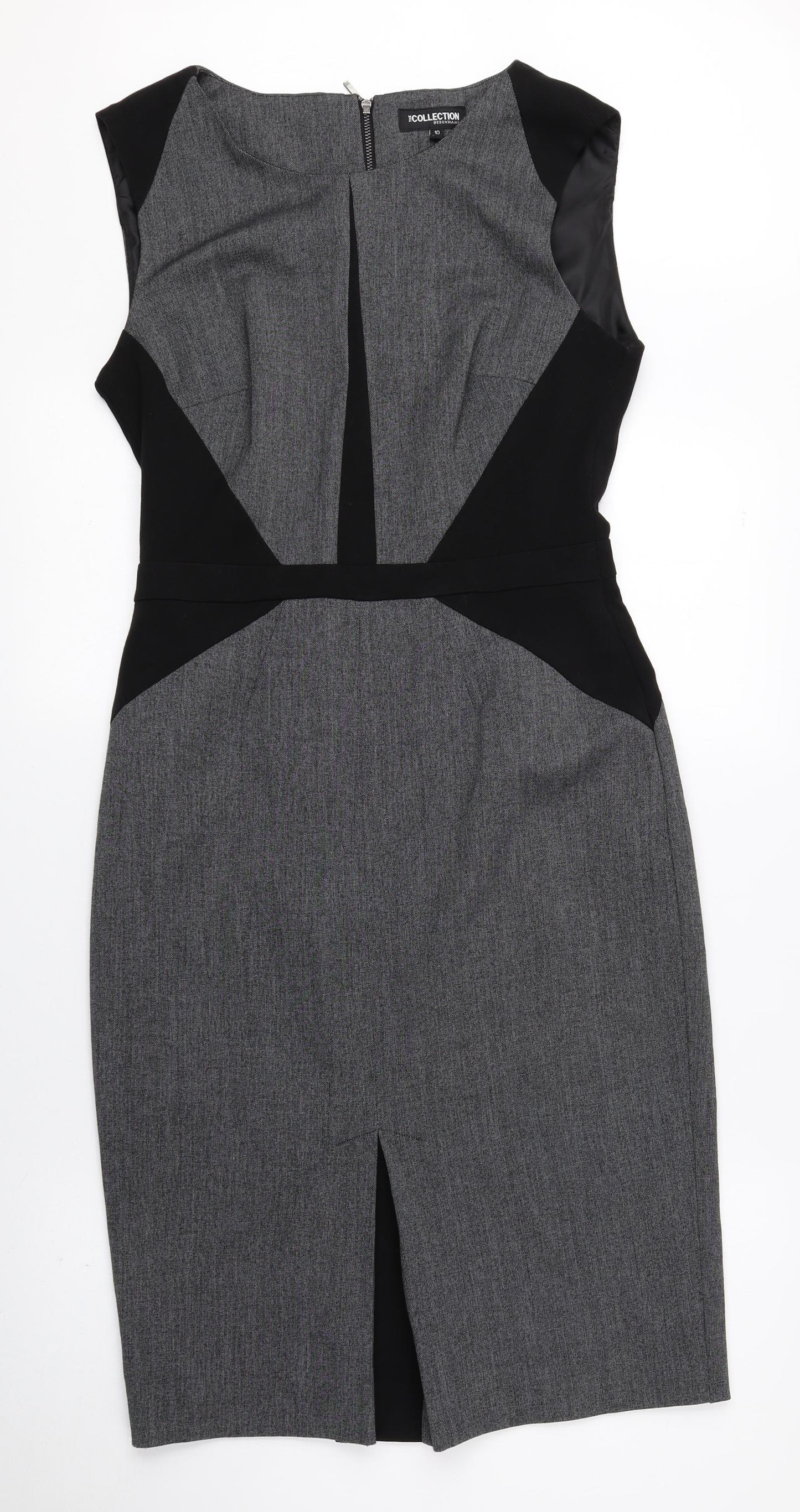 Debenhams Womens Grey Polyester A-Line Size 10 Round Neck Zip