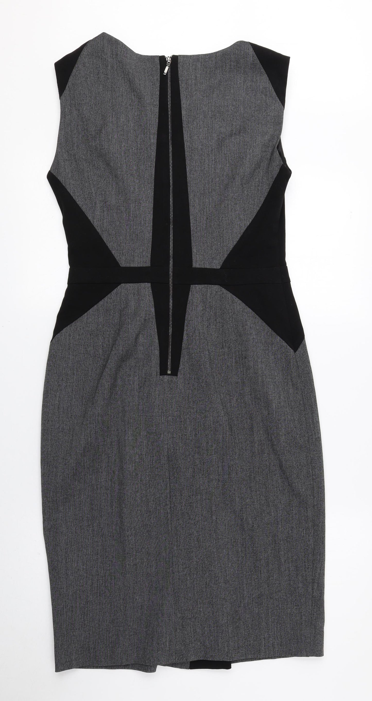 Debenhams Womens Grey Polyester A-Line Size 10 Round Neck Zip