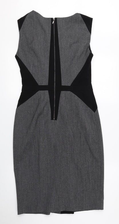 Debenhams Womens Grey Polyester A-Line Size 10 Round Neck Zip