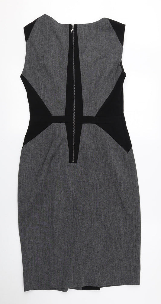 Debenhams Womens Grey Polyester A-Line Size 10 Round Neck Zip