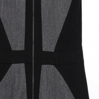 Debenhams Womens Grey Polyester A-Line Size 10 Round Neck Zip