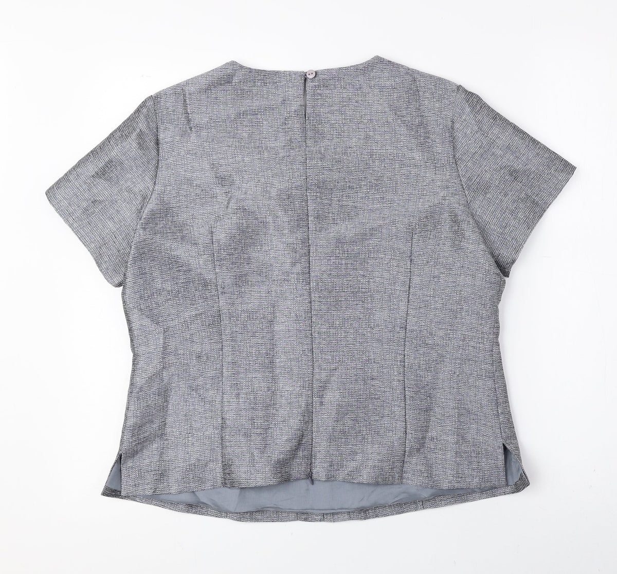 Golden Crown Womens Grey Polyester Basic T-Shirt Size 14 Scoop Neck