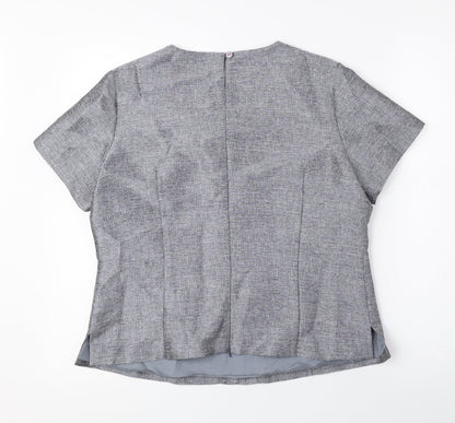 Golden Crown Womens Grey Polyester Basic T-Shirt Size 14 Scoop Neck