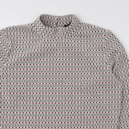 Primark Womens Multicoloured Mock Neck Geometric Cotton Pullover Jumper Size S