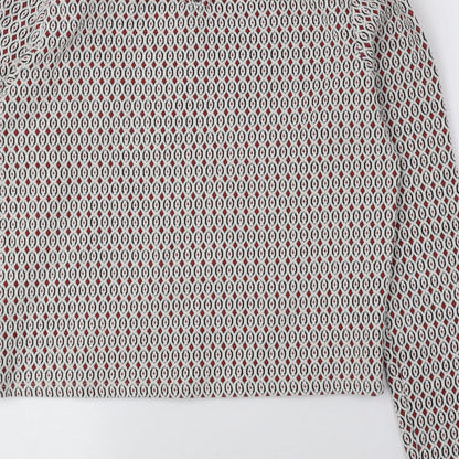 Primark Womens Multicoloured Mock Neck Geometric Cotton Pullover Jumper Size S