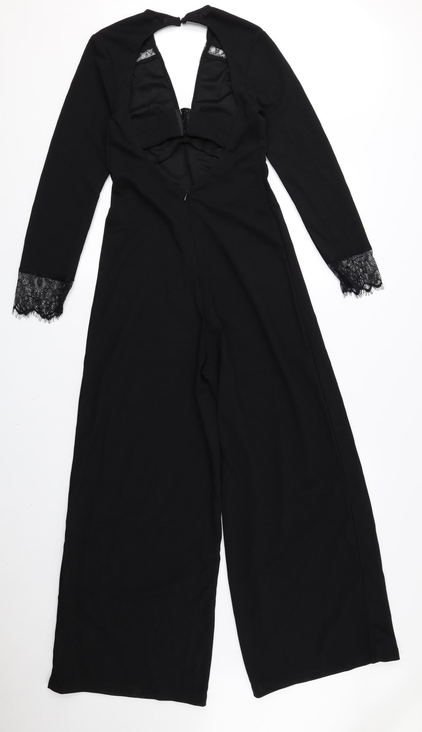 Kilibbi Womens Black 100% Polyester Jumpsuit One-Piece Size S L26 in Zip - Low Back, Lace Detail