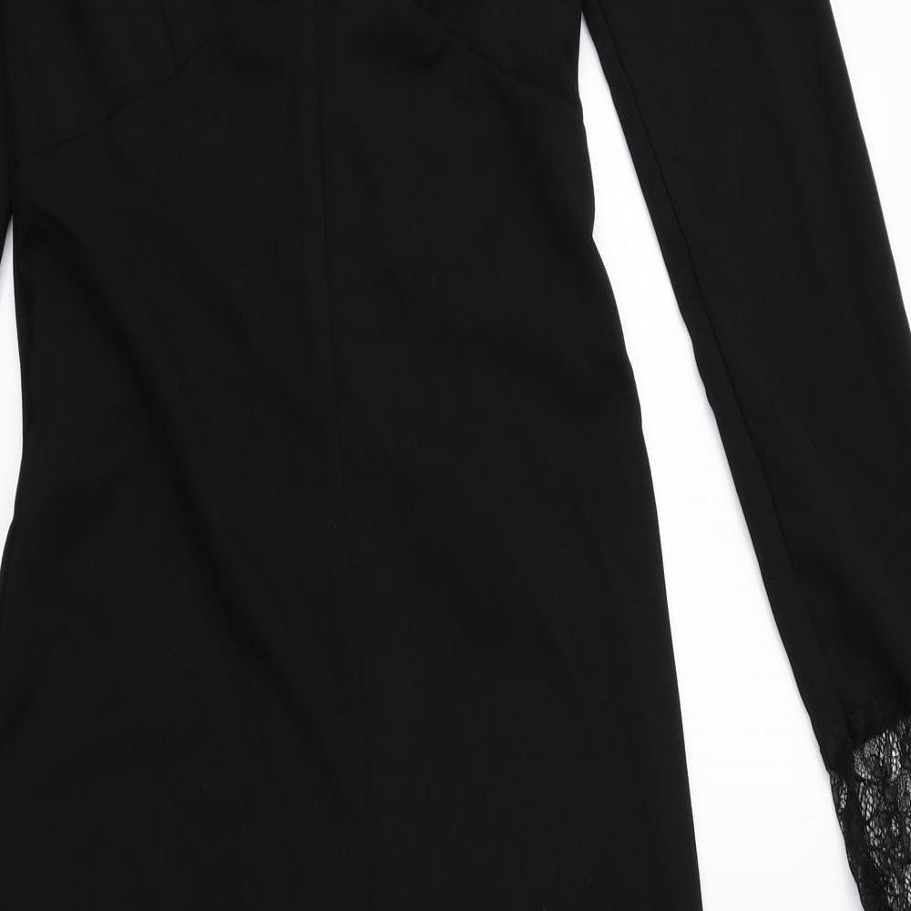 Kilibbi Womens Black 100% Polyester Jumpsuit One-Piece Size S L26 in Zip - Low Back, Lace Detail