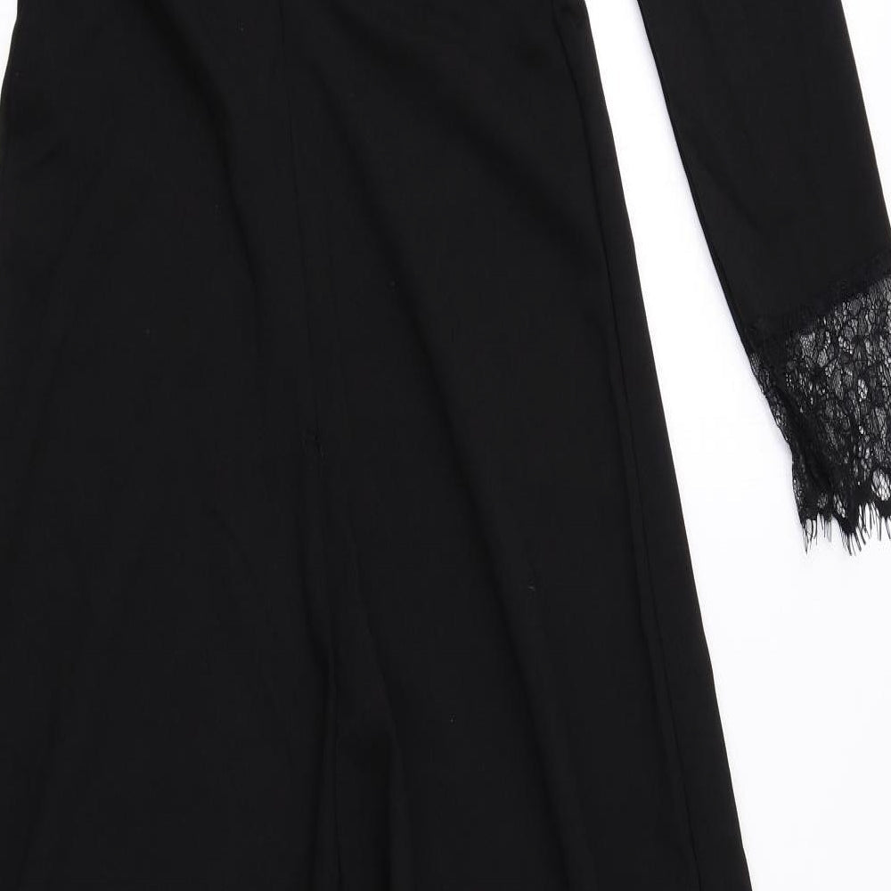 Kilibbi Womens Black 100% Polyester Jumpsuit One-Piece Size S L26 in Zip - Low Back, Lace Detail