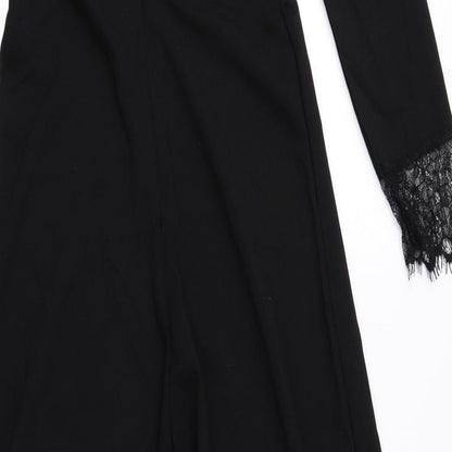 Kilibbi Womens Black 100% Polyester Jumpsuit One-Piece Size S L26 in Zip - Low Back, Lace Detail