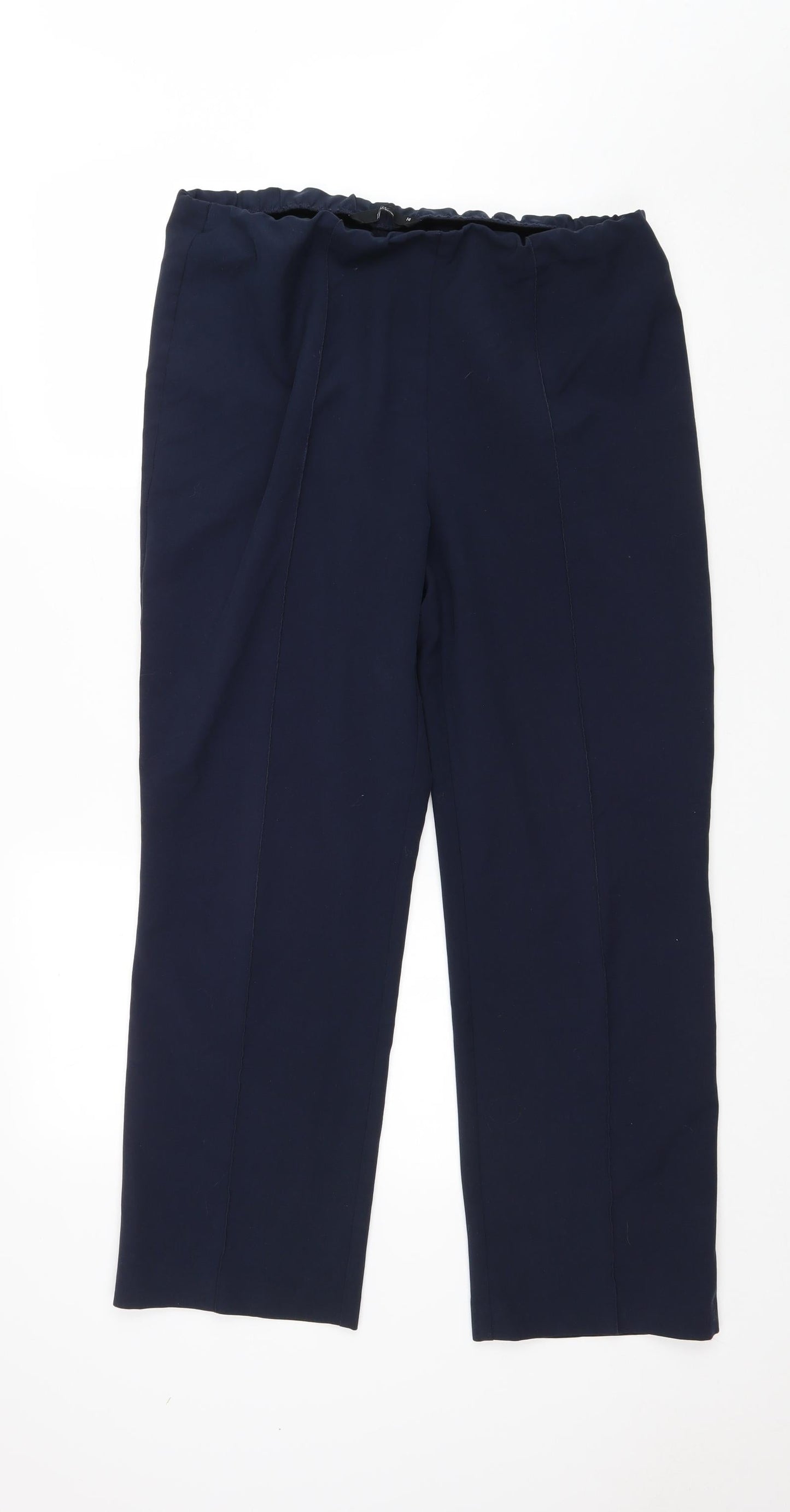 Bonmarché Womens Blue Polyester Trousers Size 14 L28 in Regular Drawstring