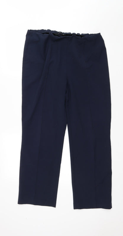 Bonmarché Womens Blue Polyester Trousers Size 14 L28 in Regular Drawstring