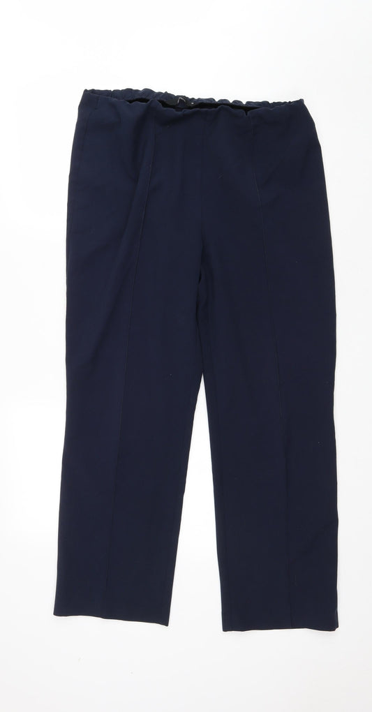 Bonmarché Womens Blue Polyester Trousers Size 14 L28 in Regular Drawstring