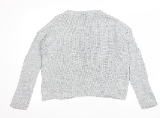 Primark Womens Grey Round Neck Acrylic Pullover Jumper Size S