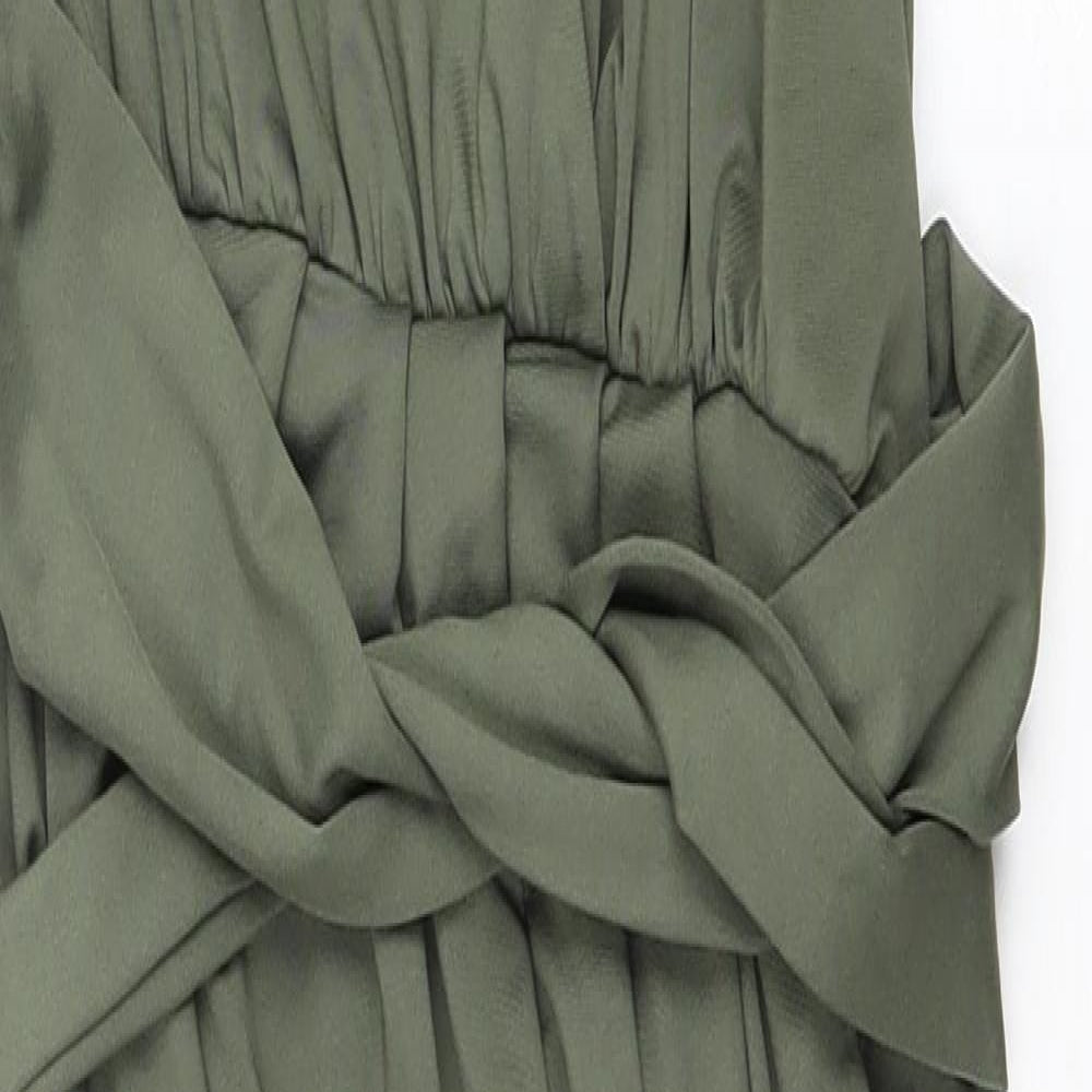 Polly Womens Green Polyester Wrap Dress Size 8 Halter Pullover - Elastic Waist