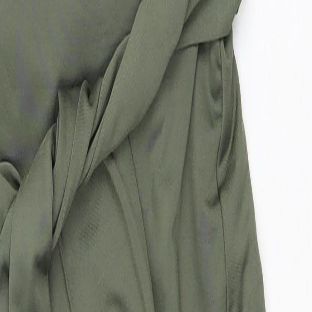 Polly Womens Green Polyester Wrap Dress Size 8 Halter Pullover - Elastic Waist