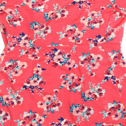 Chamistry Womens Pink V-Neck Floral Polyester Cardigan Jumper Size 8 - Wrap Tie