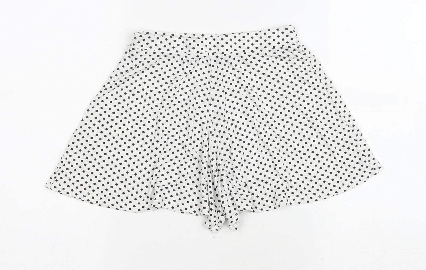 Boohoo Womens White Polka Dot Viscose Culotte Shorts Size 6 L3 in Regular Drawstring
