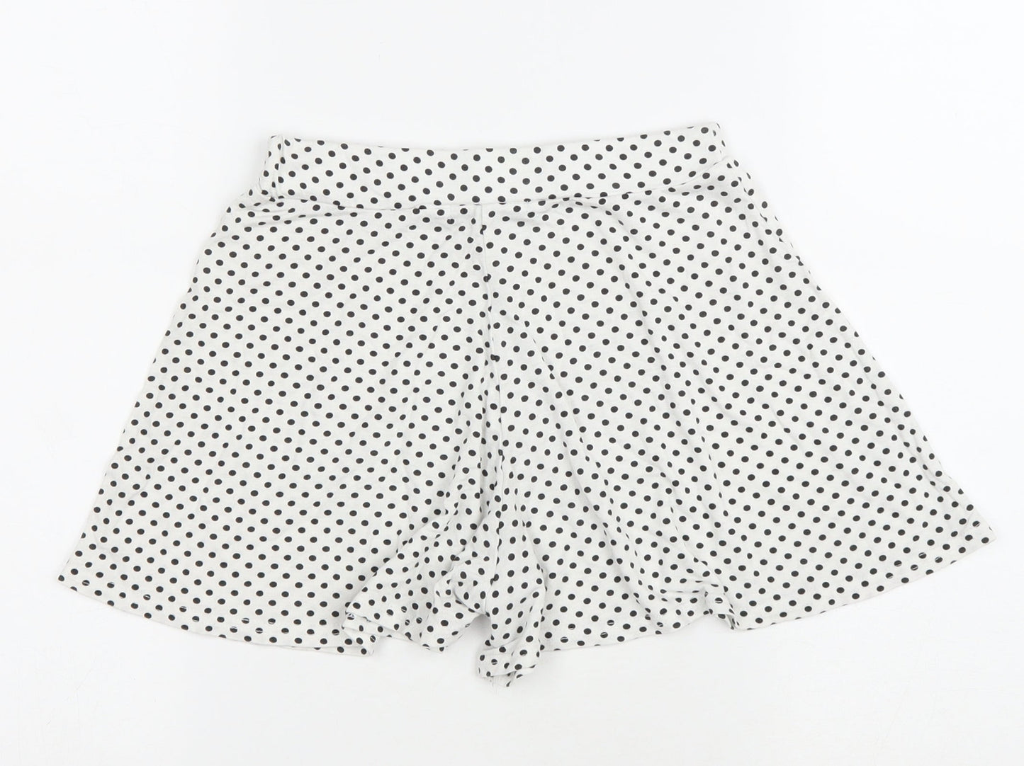 Boohoo Womens White Polka Dot Viscose Culotte Shorts Size 6 L3 in Regular Drawstring