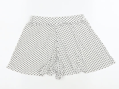 Boohoo Womens White Polka Dot Viscose Culotte Shorts Size 6 L3 in Regular Drawstring