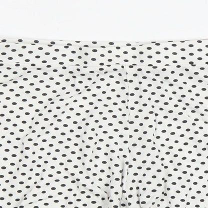Boohoo Womens White Polka Dot Viscose Culotte Shorts Size 6 L3 in Regular Drawstring