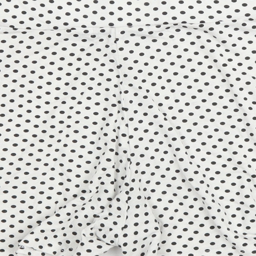 Boohoo Womens White Polka Dot Viscose Culotte Shorts Size 6 L3 in Regular Drawstring