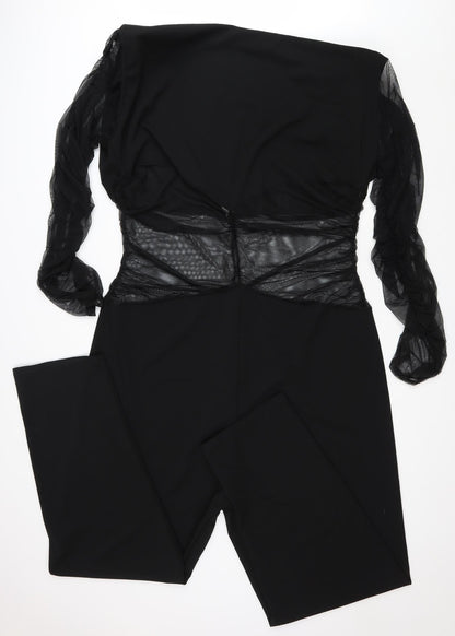 Boohoo Womens Black Polyester Jumpsuit One-Piece Size 28 L32 in Pullover