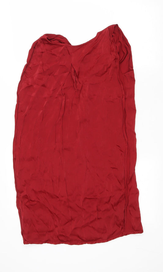 Max Studio Womens Red Viscose Tank Dress Size M V-Neck Pullover