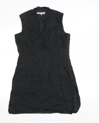 NEXT Womens Black Linen A-Line Size 10 V-Neck Zip