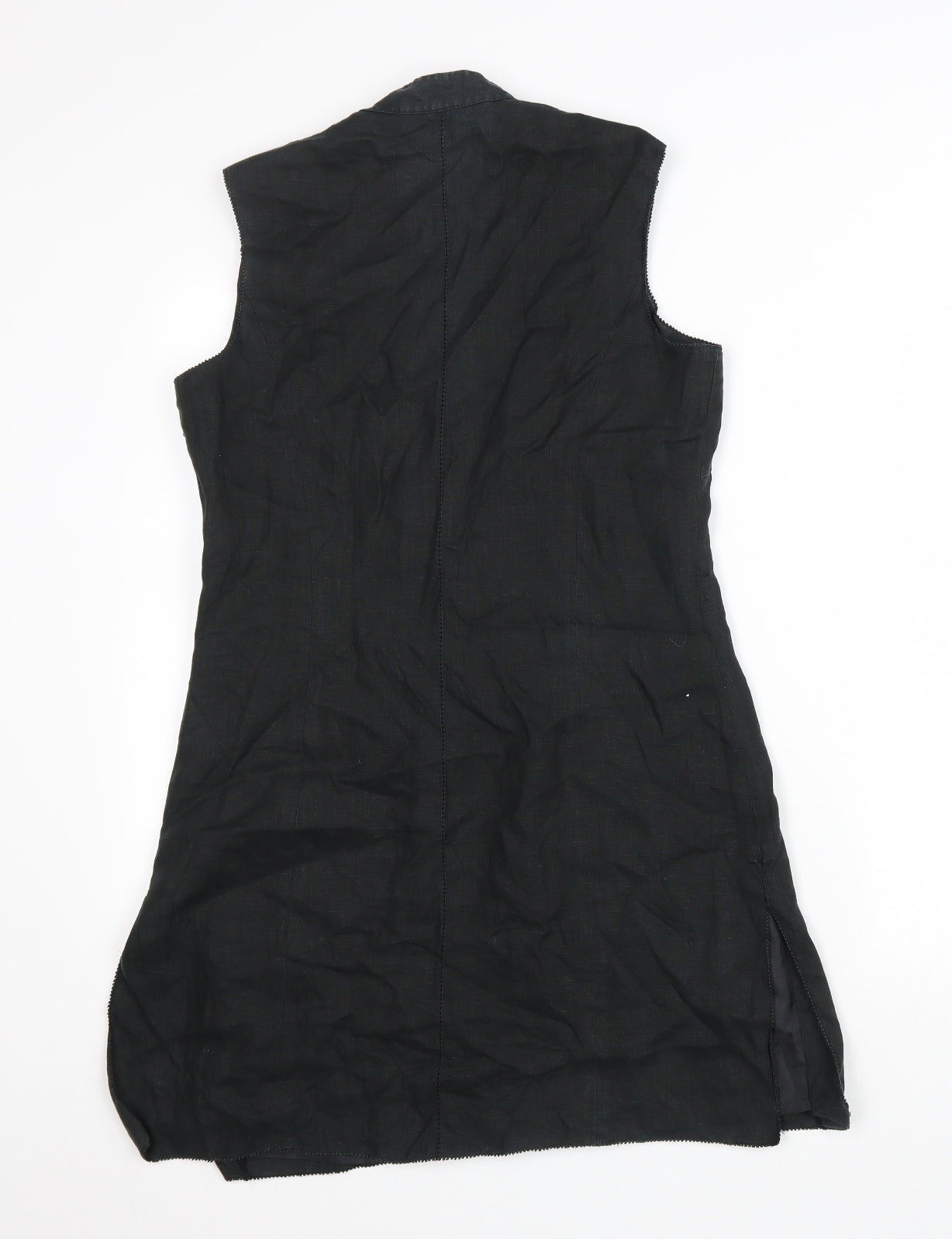 NEXT Womens Black Linen A-Line Size 10 V-Neck Zip