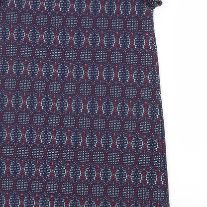 Preworn Womens Blue Geometric Polyester A-Line Size XS Scoop Neck Pullover