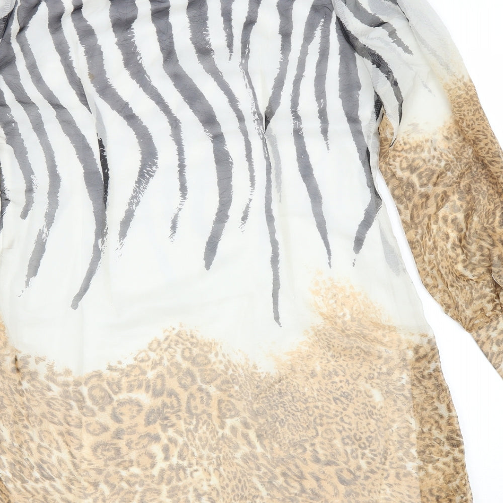 Off The Record Womens Multicoloured Animal Print Polyacrylate Fibre A-Line Size 12 Scoop Neck Button - Leopard print