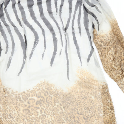 Off The Record Womens Multicoloured Animal Print Polyacrylate Fibre A-Line Size 12 Scoop Neck Button - Leopard print