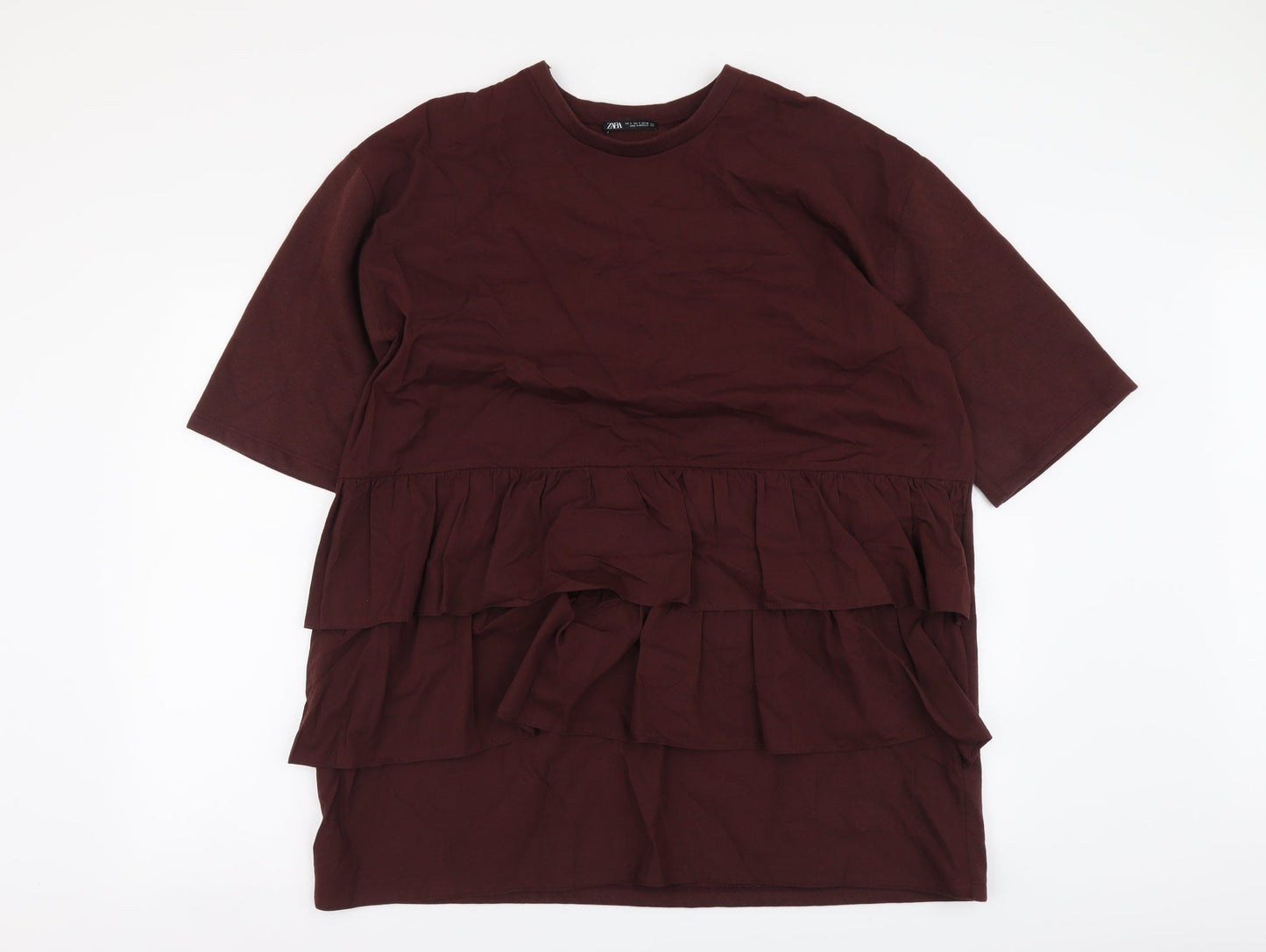 Womens UK Size S Zara Red Tunic Blouse