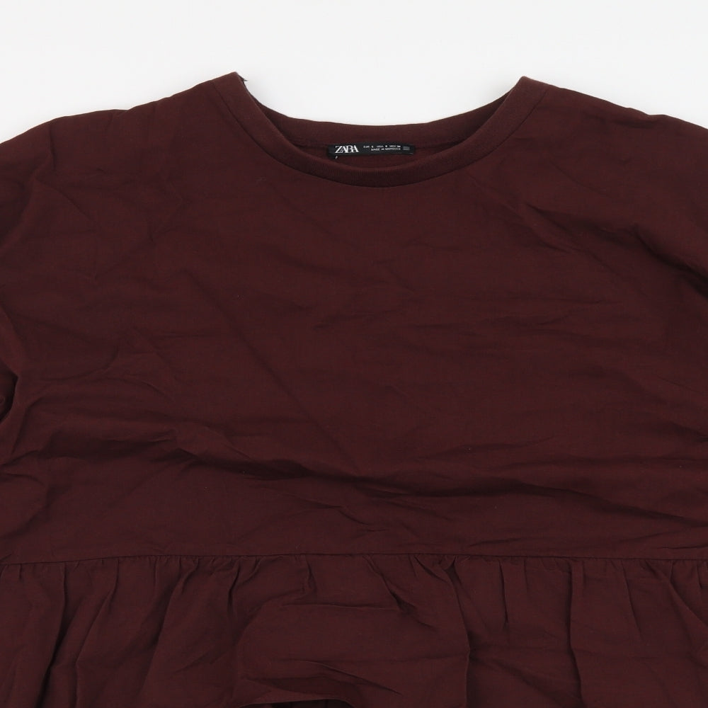 Womens UK Size S Zara Red Tunic Blouse