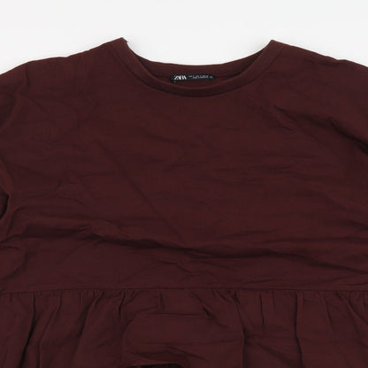 Womens UK Size S Zara Red Tunic Blouse