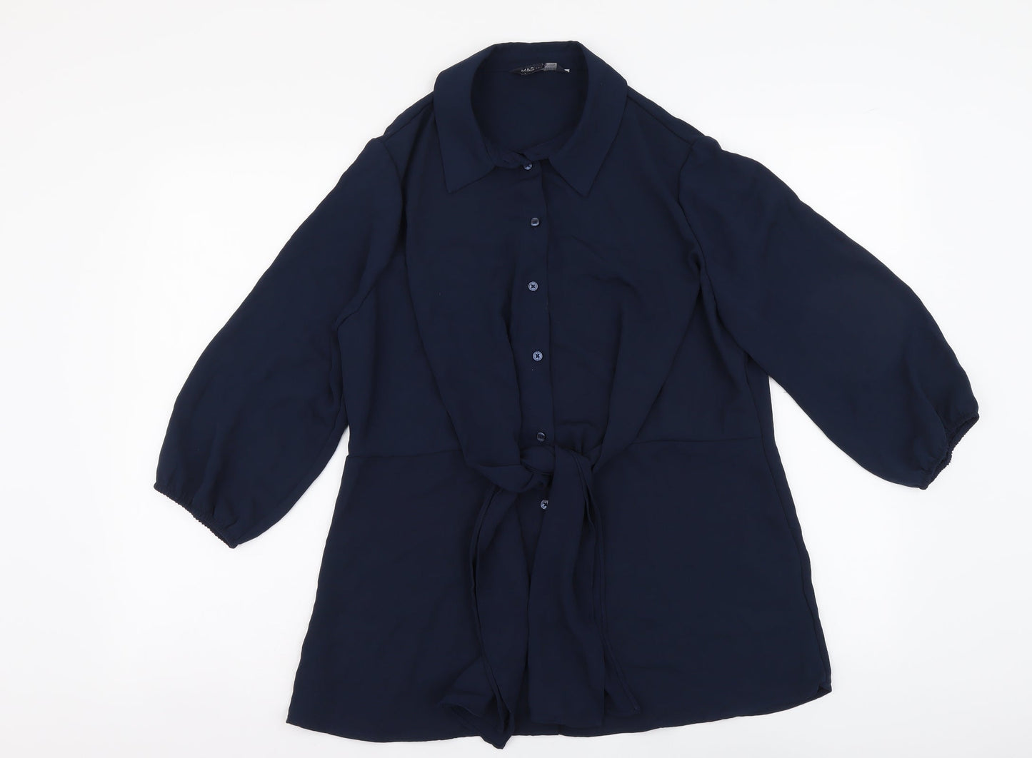 Womens UK Size 10 Marks and Spencer Blue Basic Button-Up