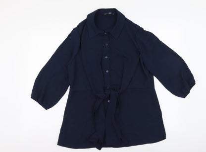 Womens UK Size 10 Marks and Spencer Blue Basic Button-Up