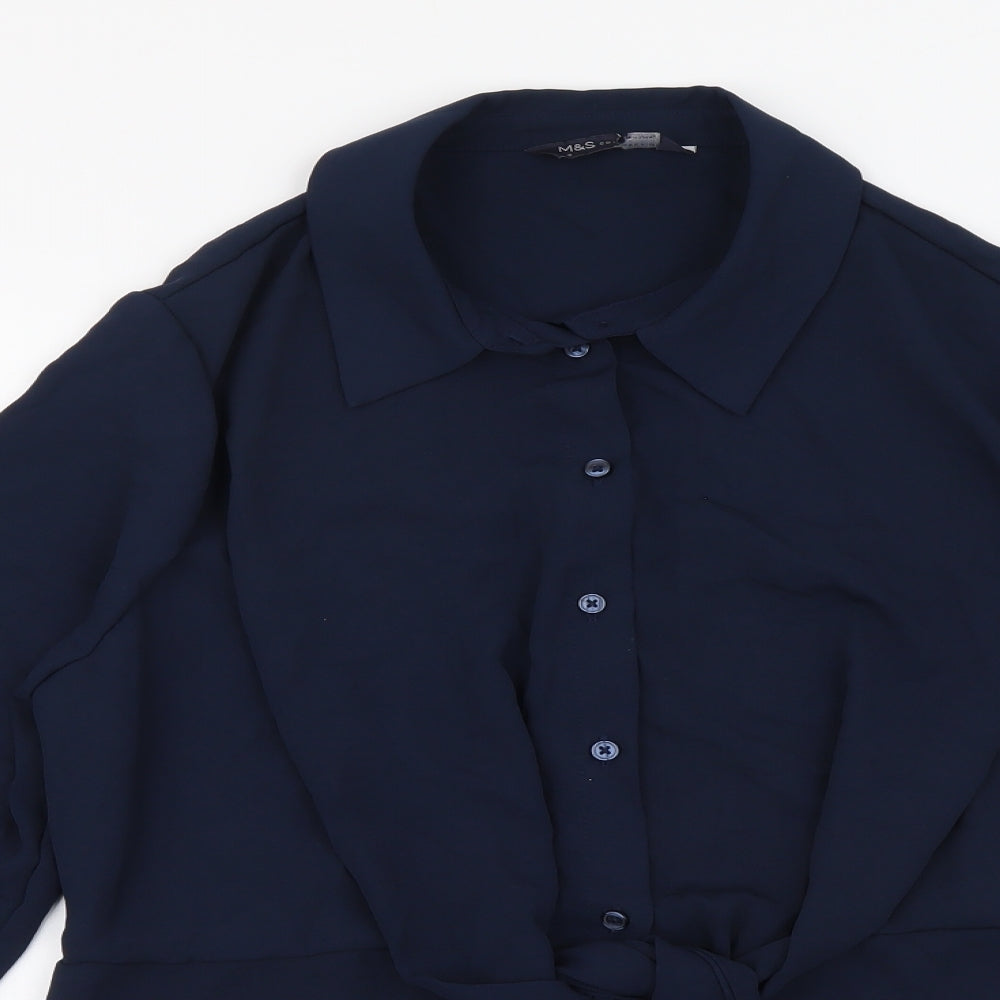 Womens UK Size 10 Marks and Spencer Blue Basic Button-Up