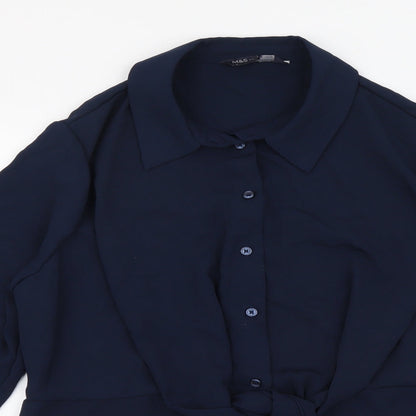 Womens UK Size 10 Marks and Spencer Blue Basic Button-Up