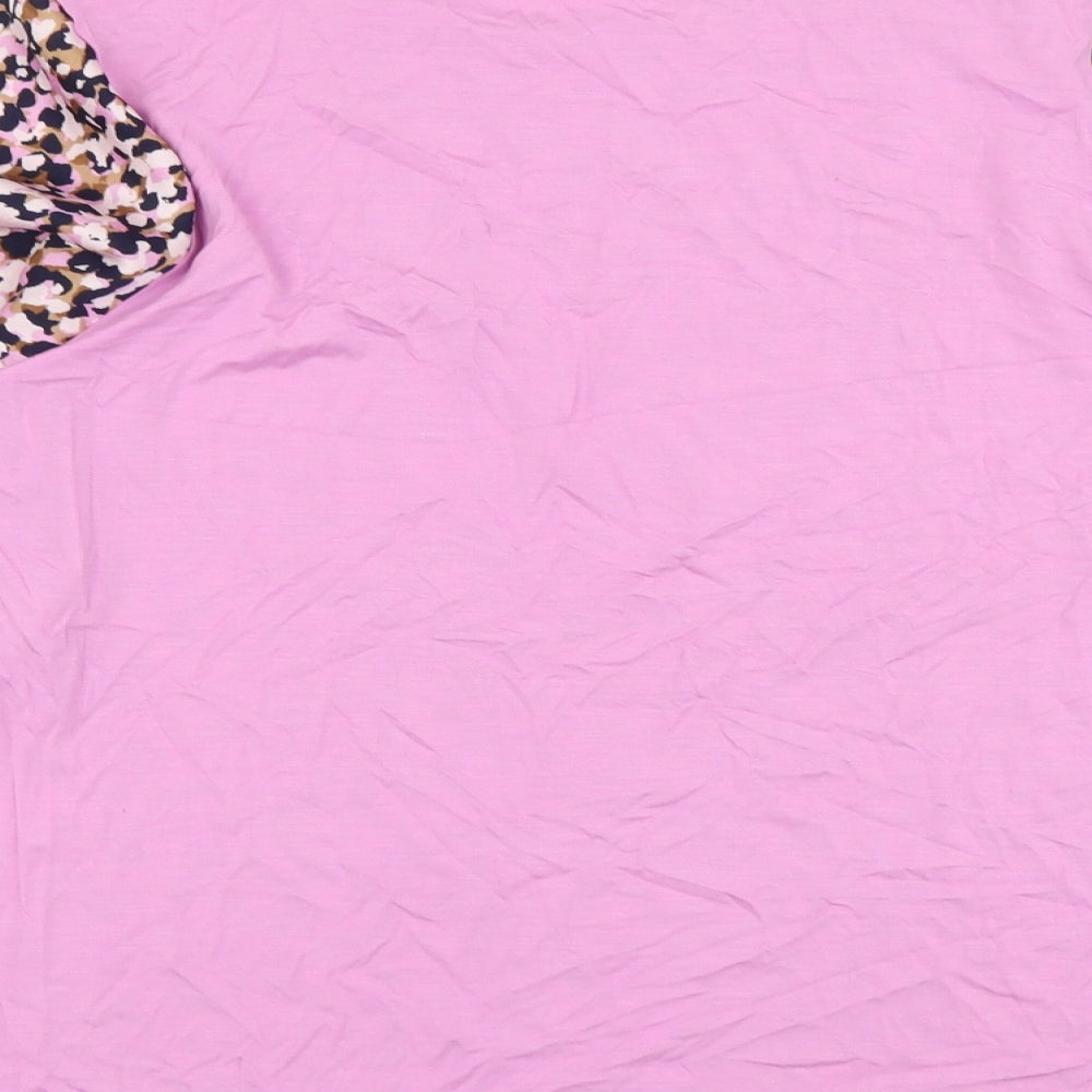 Marks and Spencer Womens Pink Geometric Polyester Basic Blouse Size 14 Round Neck