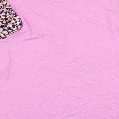 Marks and Spencer Womens Pink Geometric Polyester Basic Blouse Size 14 Round Neck