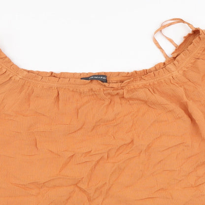 Primark Womens Orange Viscose Basic Blouse Size 10 Square Neck