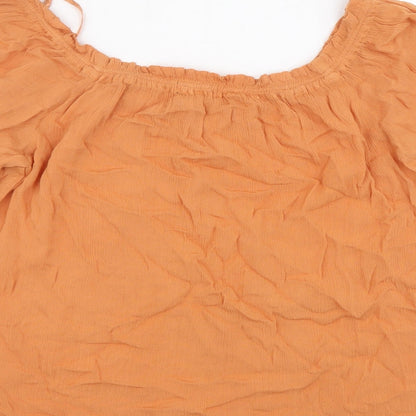 Primark Womens Orange Viscose Basic Blouse Size 10 Square Neck