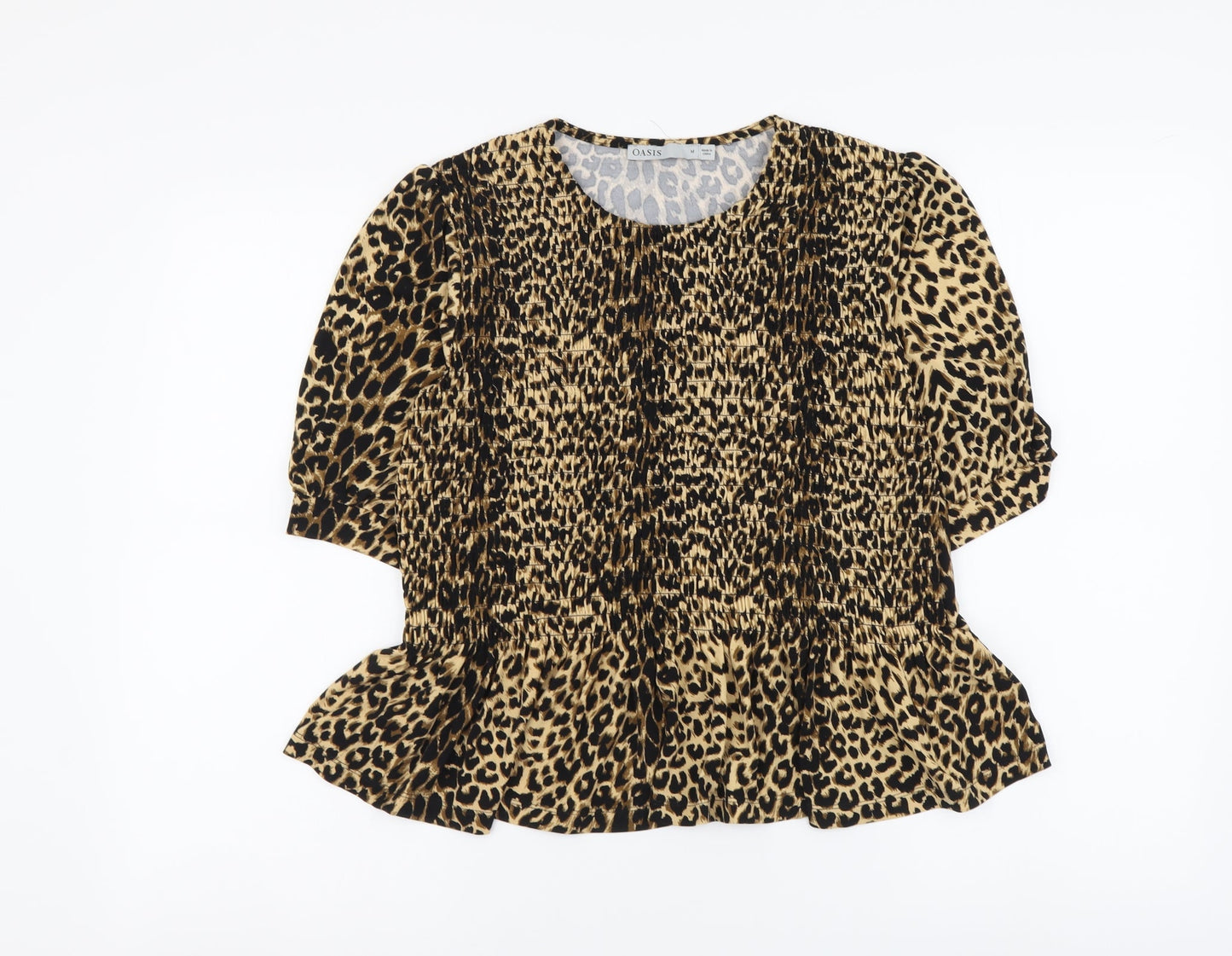 Womens UK Size M Oasis Brown Basic Blouse