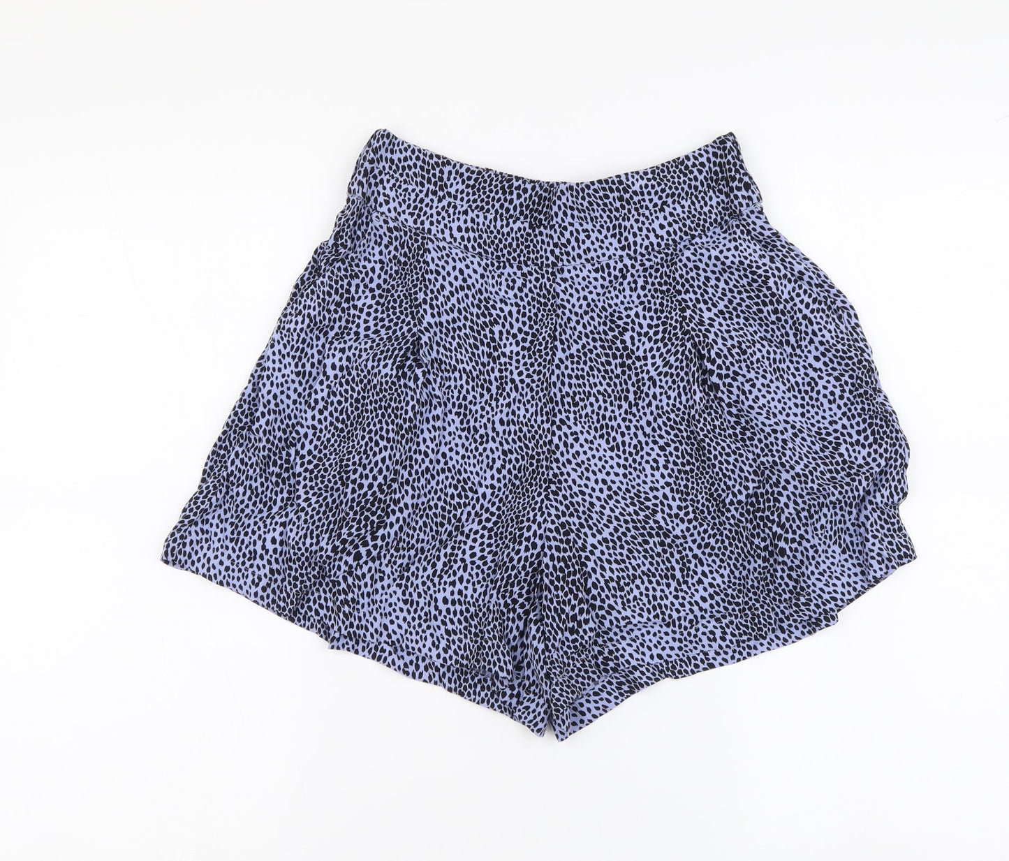 Marks and Spencer Womens Blue Animal Print Polyester Sweat Shorts Size 6 L3 in Regular Zip