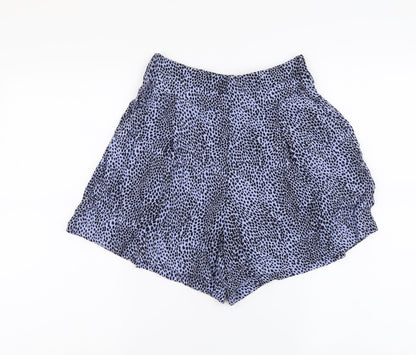 Marks and Spencer Womens Blue Animal Print Polyester Sweat Shorts Size 6 L3 in Regular Zip