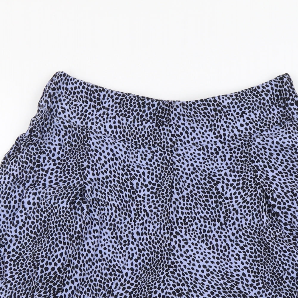 Marks and Spencer Womens Blue Animal Print Polyester Sweat Shorts Size 6 L3 in Regular Zip